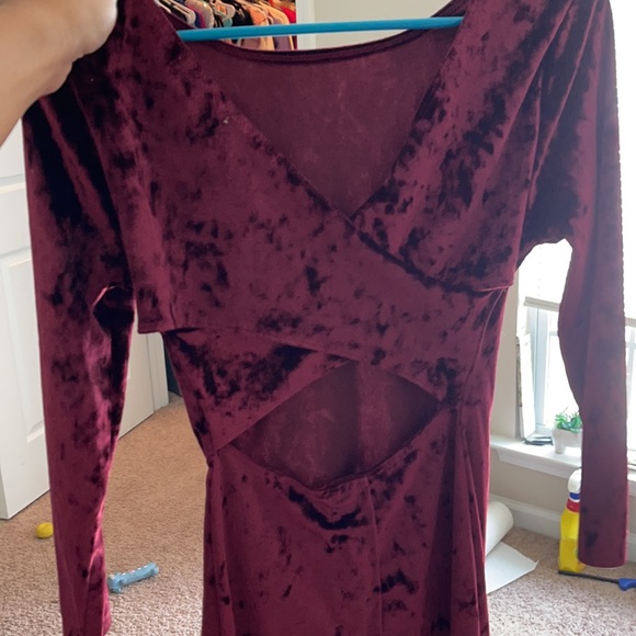Burgundy Velvet Dress - Picture 2 of 3